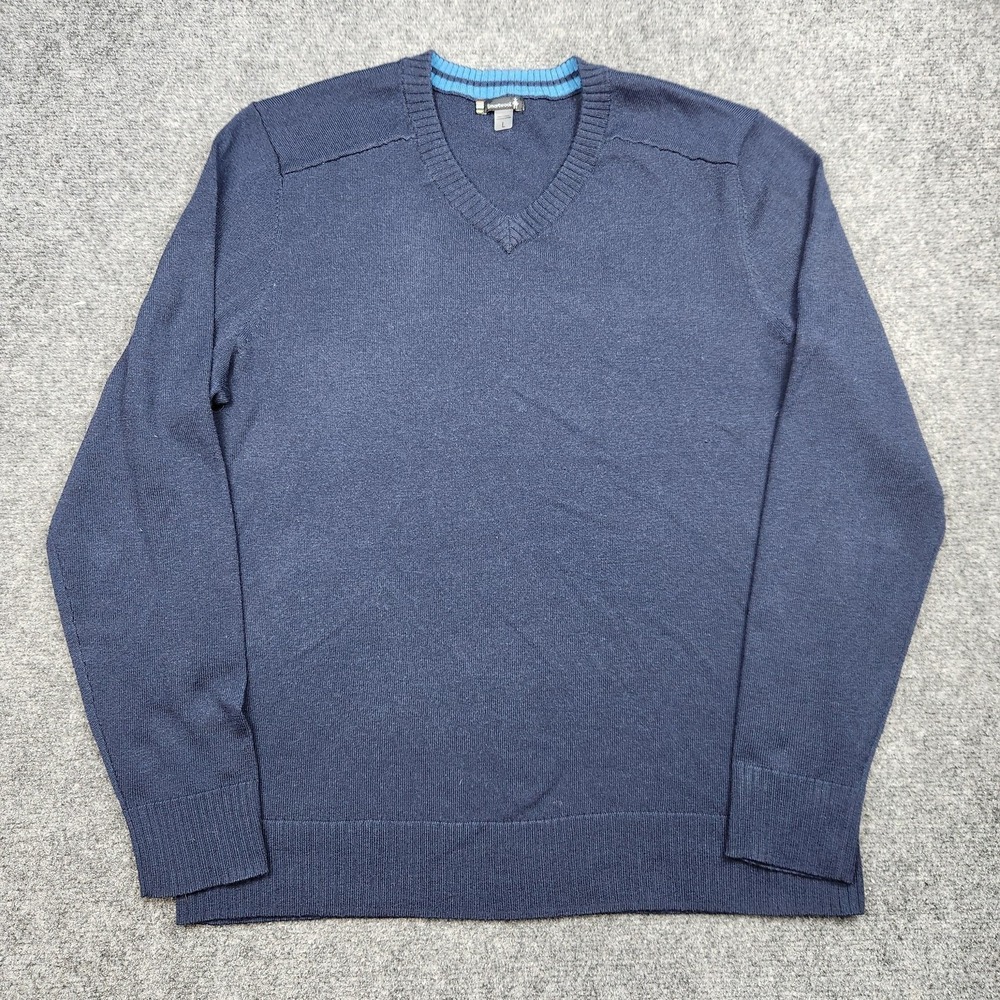 Smartwool Sweater Mens Large Blue V Neck‎ Merino Wool Blend Pullover Casual